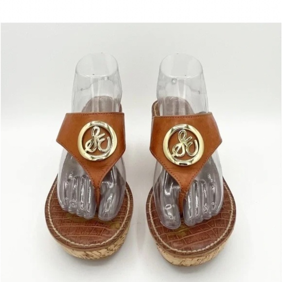 Sam  Edelman | Ruth Leather Wedge Platform Sandals Size 9 - Picture 2 of 5